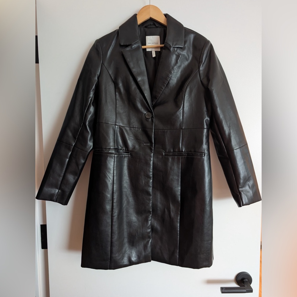 Avec Les Filles Longline Faux Leather Jacket